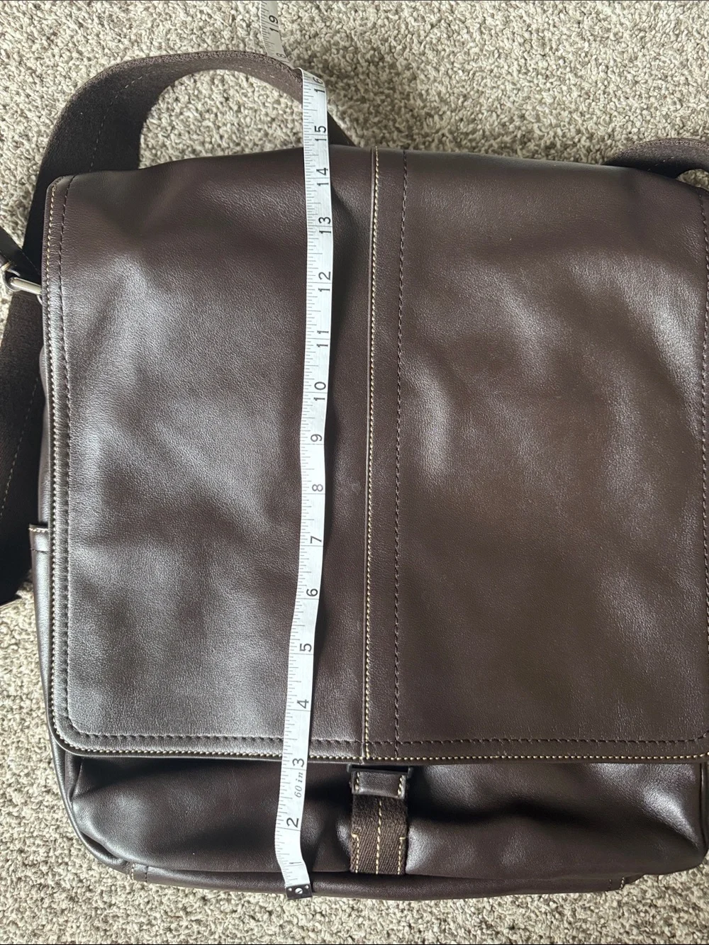 Coach Dark Brown Leather Messenger Bag with Adjustable Strap
